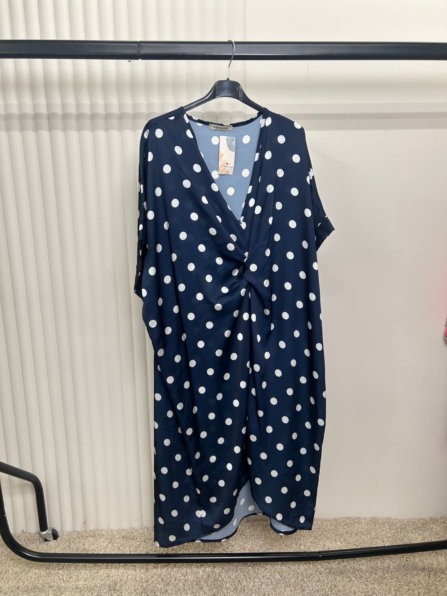 Twist Front Polka Dot Midi Dress