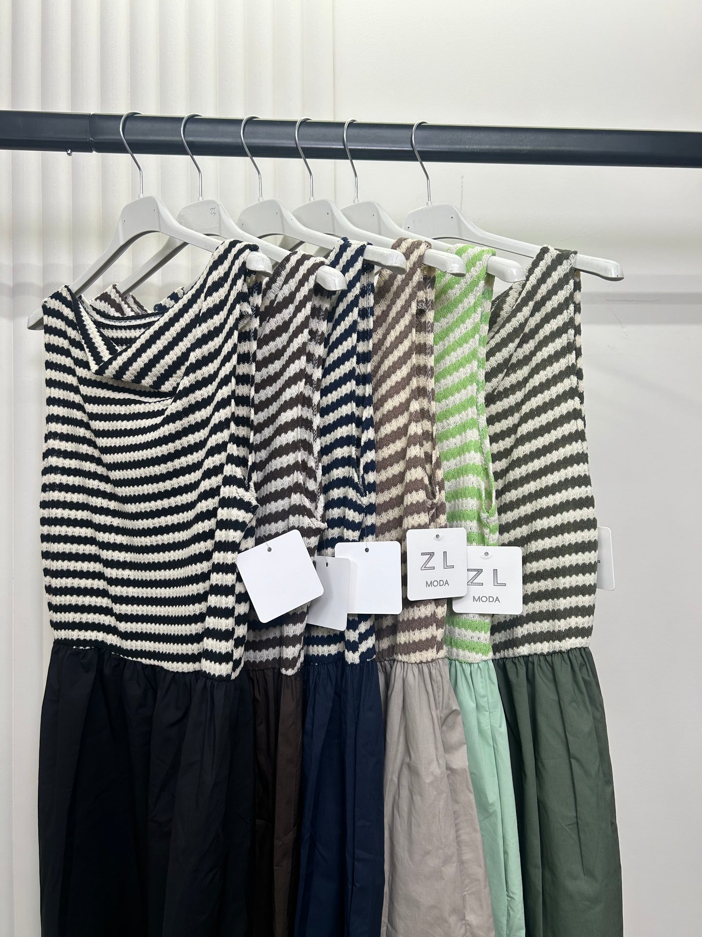 Stripe Knit Bodice Maxi Dress