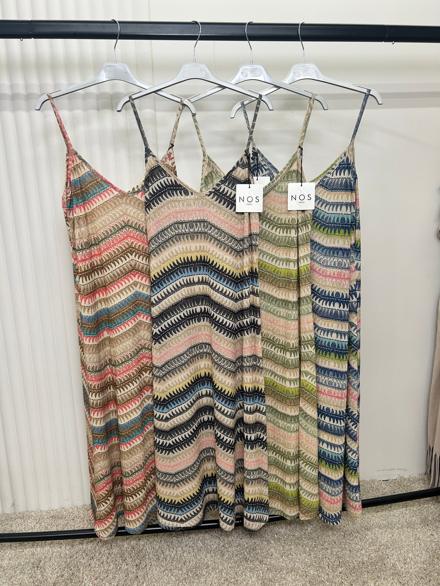 Boho Chevron Print Spaghetti Strap Midi Dress