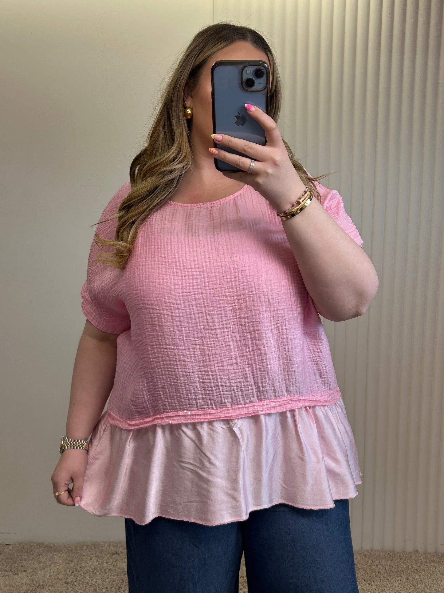 Textured Peplum Top
