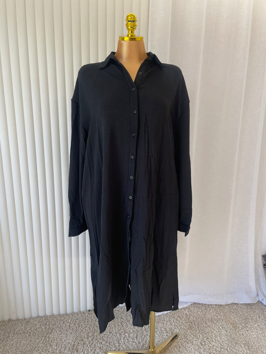 Button-Front Side Split Shirt Dress - One Size UK10-24 THICCFASHIONS (1207)
