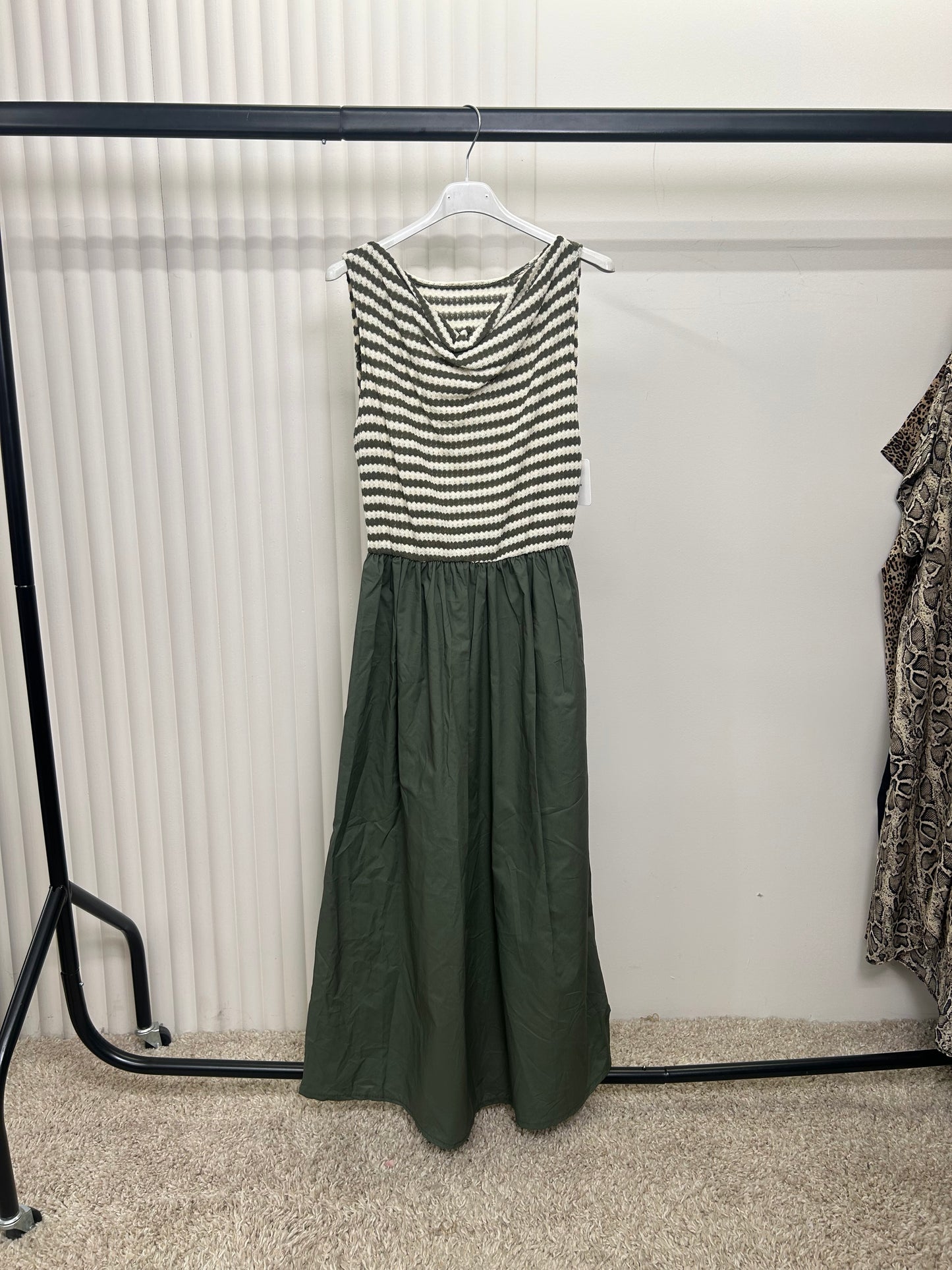 Stripe Knit Bodice Maxi Dress