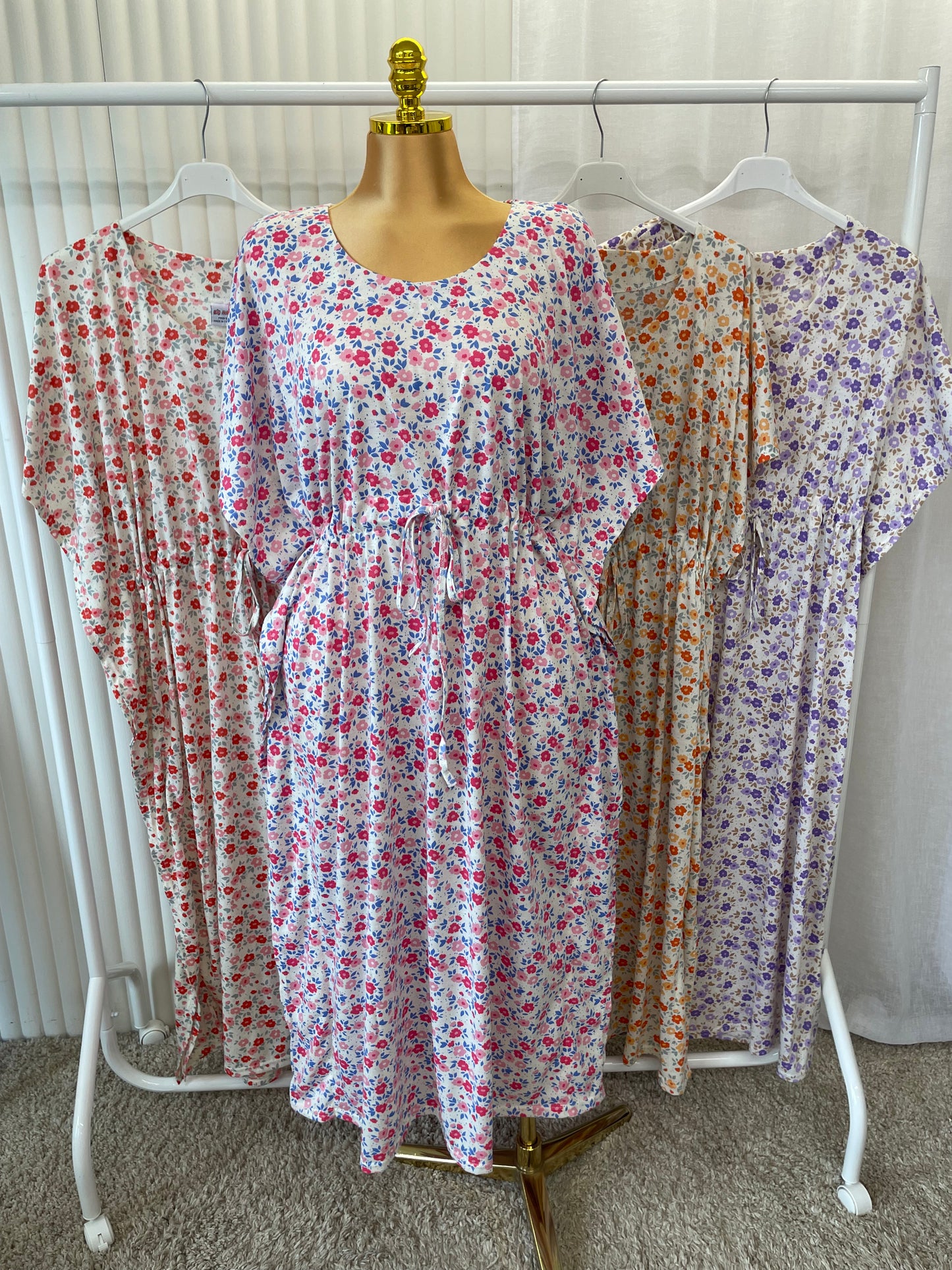 Flowers Tie Waist Midi Dress – One Size UK 10–24 THICC FASHIONS (1607)