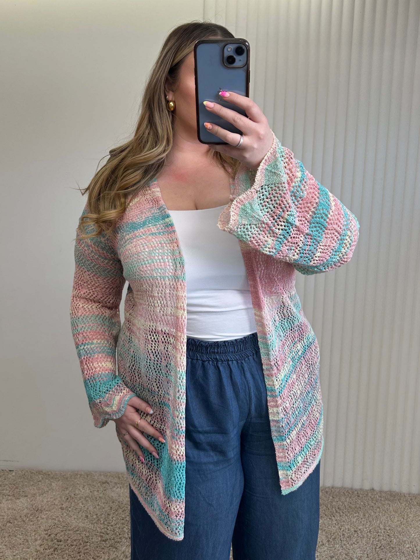 Pastel Rainbow Crochet Cardigan