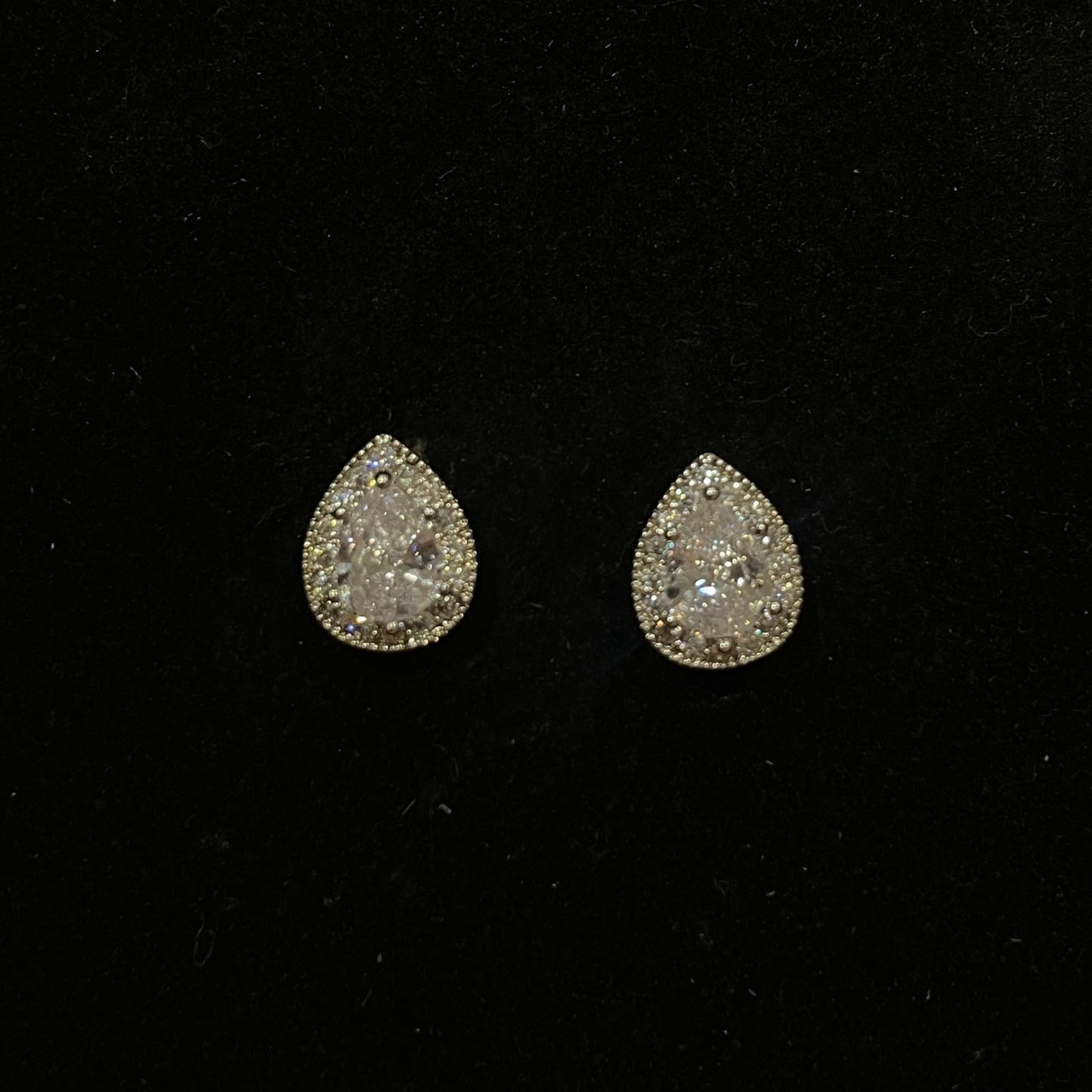 Classic Pear-Shaped Crystal Halo Studs