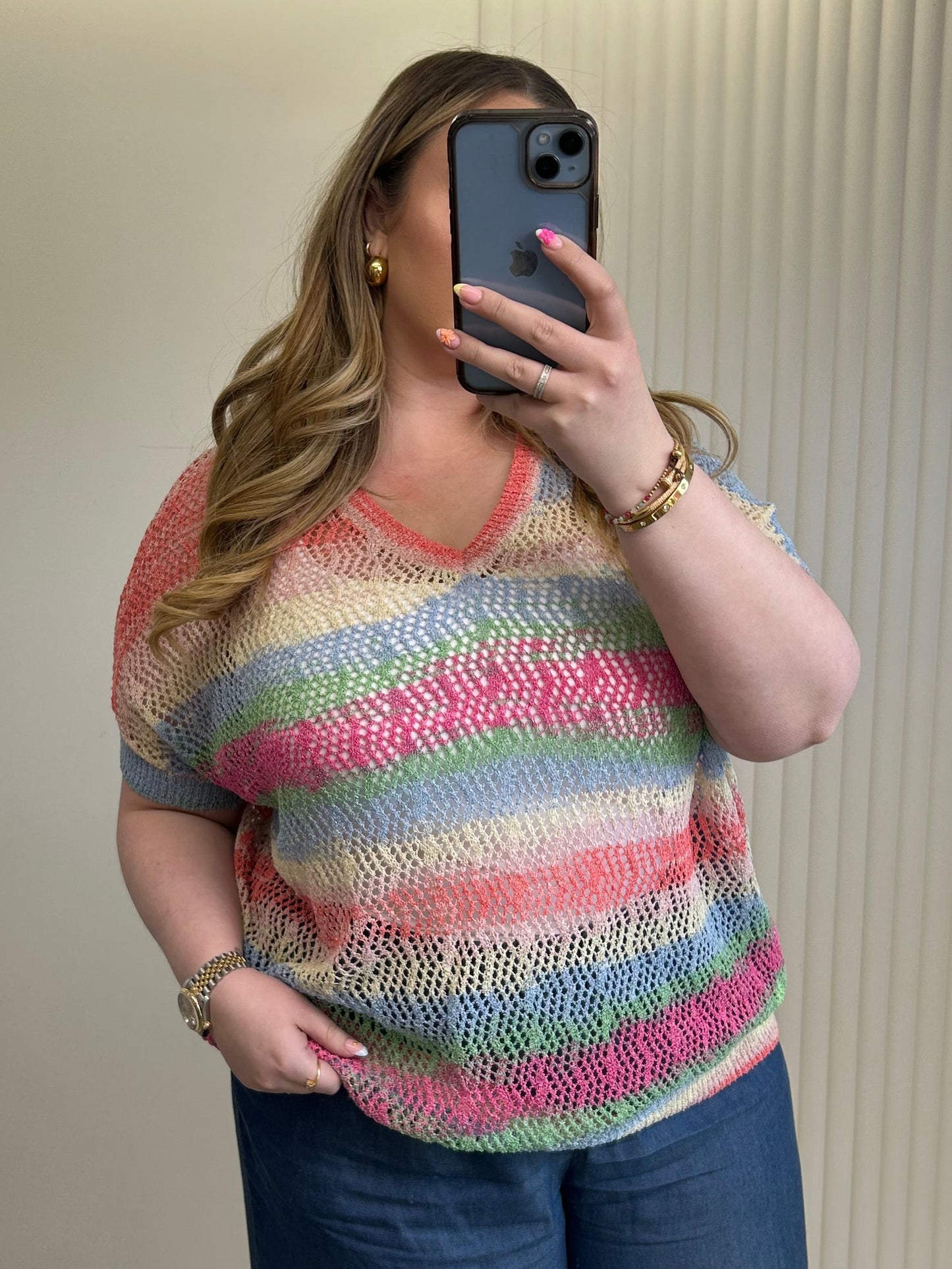 Pastel Rainbow Crochet Top
