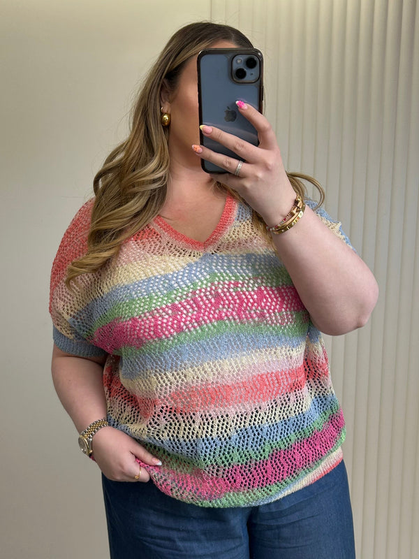 Pastel Rainbow Crochet Top