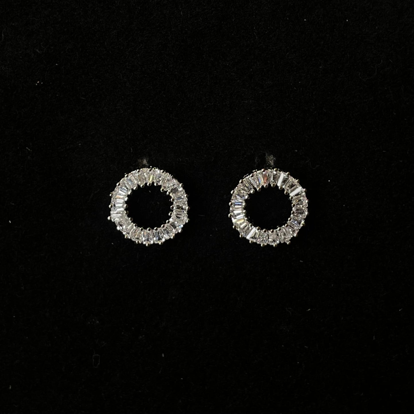Radiant Circle Baguette Crystal Stud Earrings