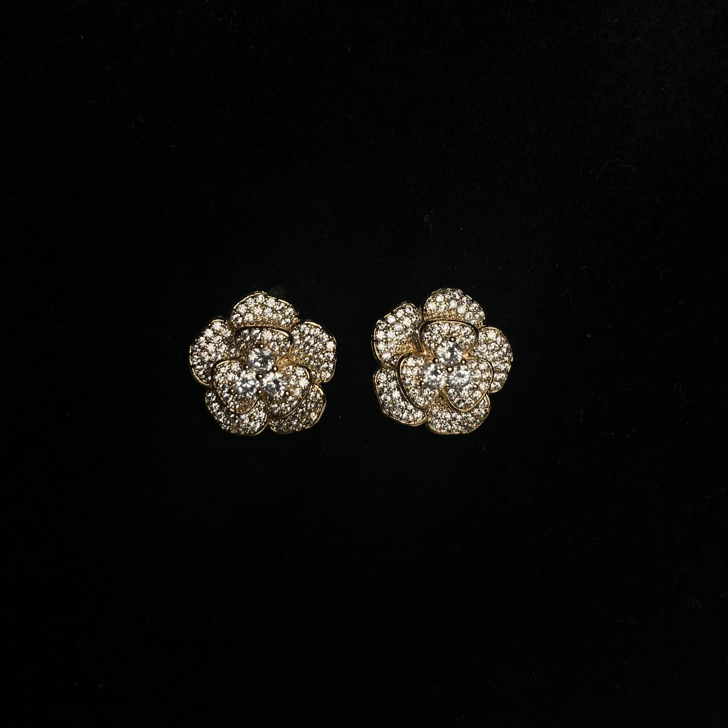 Elegant Floral Diamanté Stud Earrings