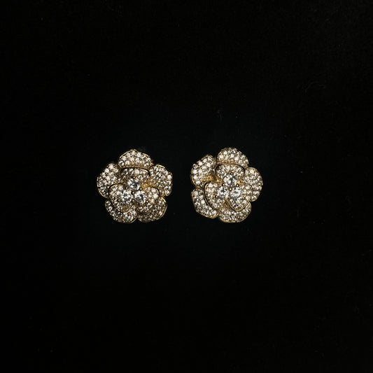 Elegant Floral Diamanté Stud Earrings