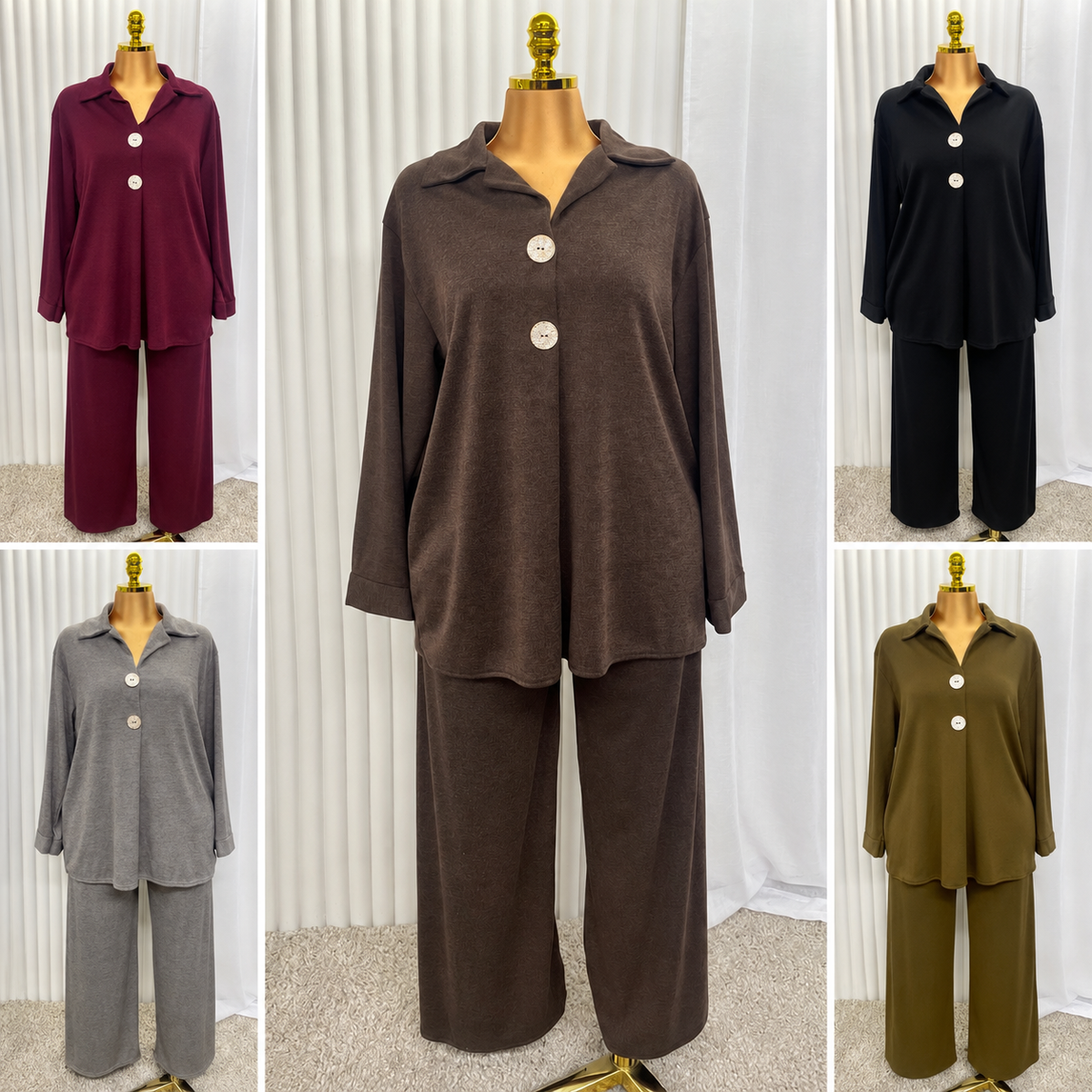 Relaxed Button Front Co-Ord Set - One Size UK10-22 THICC FASHIONS CURVE PLUS SIZE