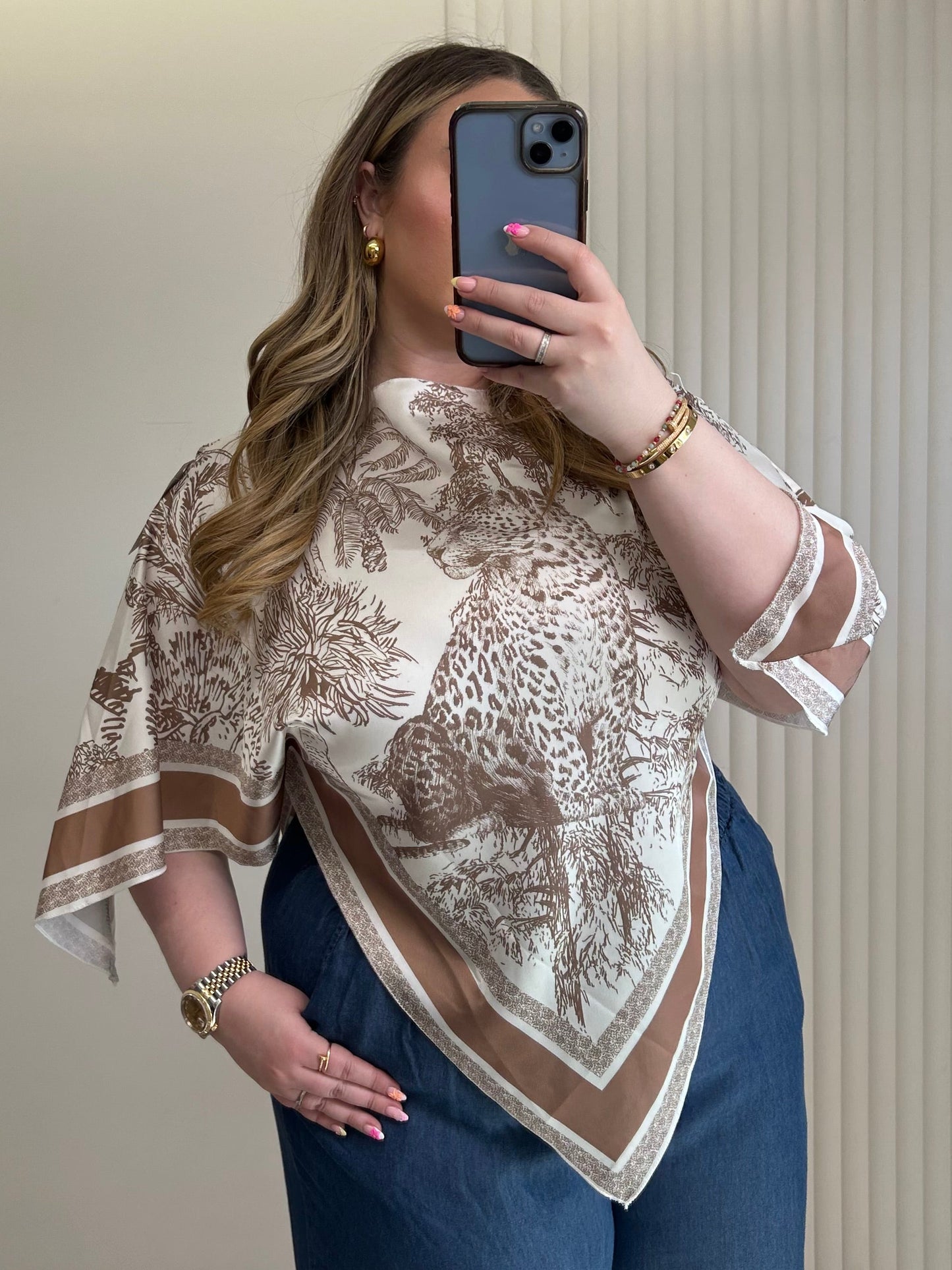 Jungle Print Cape Blouse