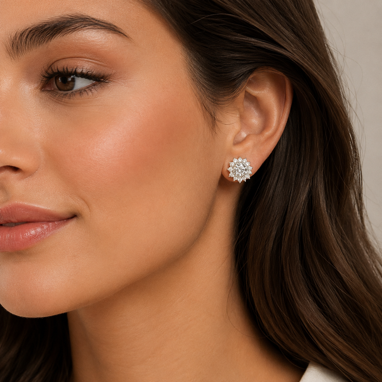 Elegant Floral Halo Stud Earrings