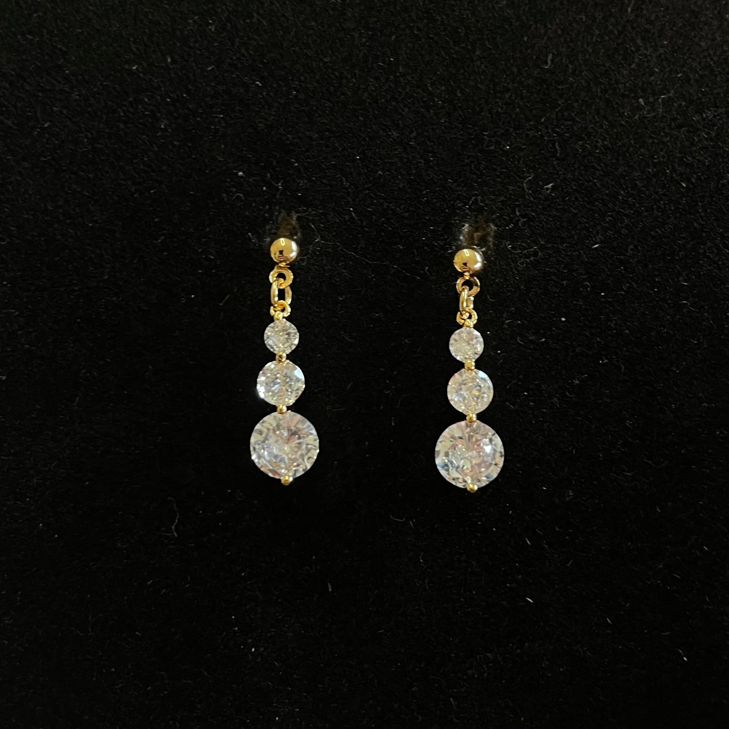 Triple Round Cubic Zirconia Drop Earrings