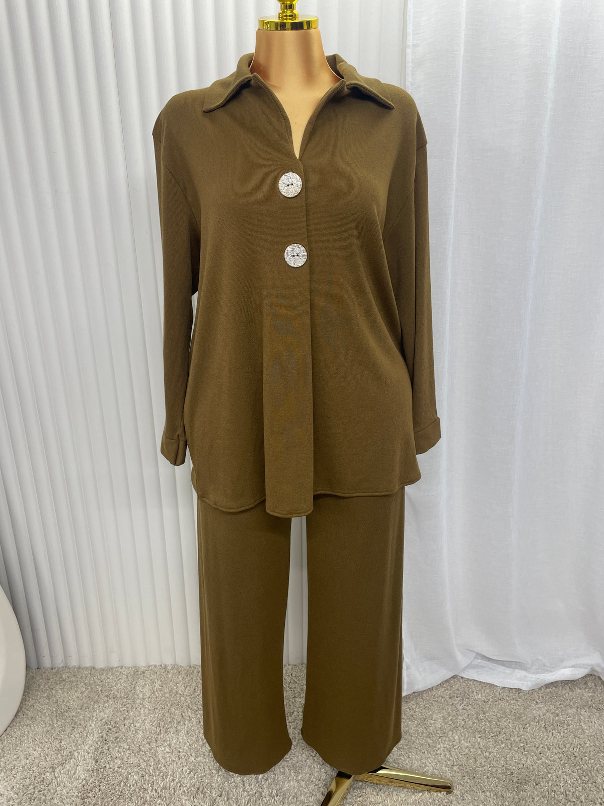 Relaxed Button Front Co-Ord Set - One Size UK10-22 THICC FASHIONS CURVE PLUS SIZE