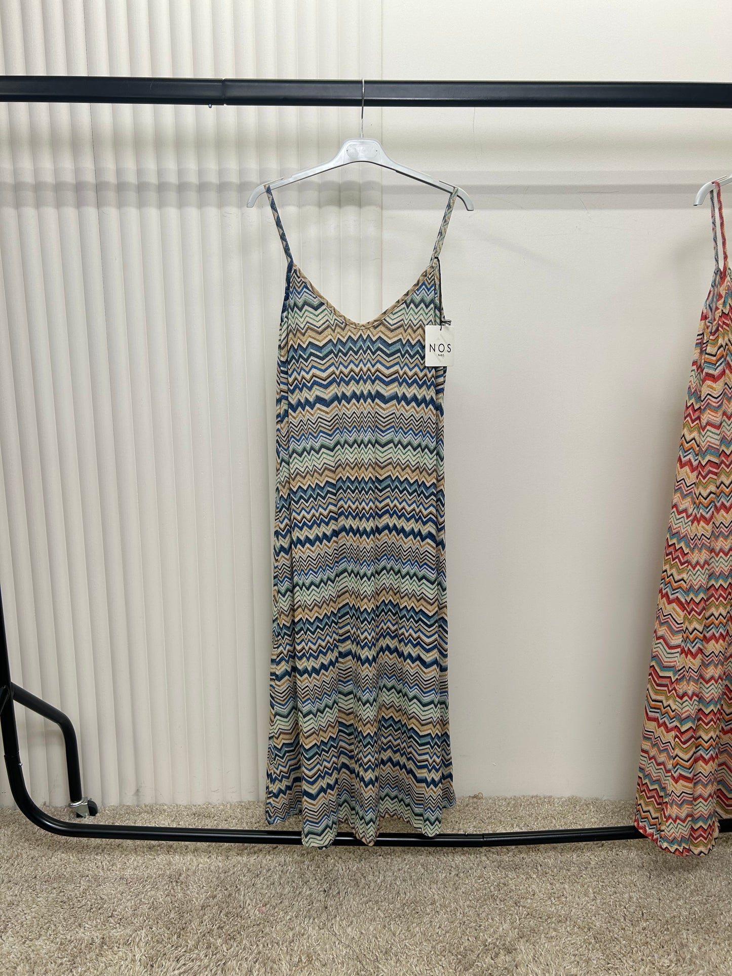 Zigzag Print Spaghetti Strap Maxi Dress