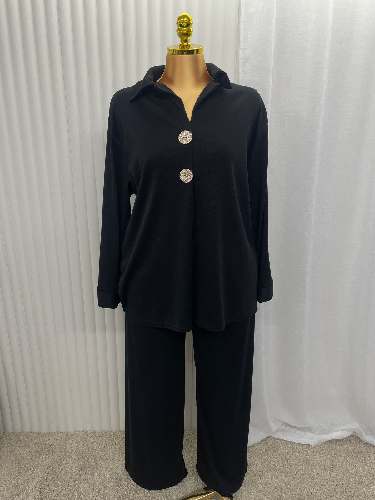 Relaxed Button Front Co-Ord Set - One Size UK10-22 THICC FASHIONS CURVE PLUS SIZE