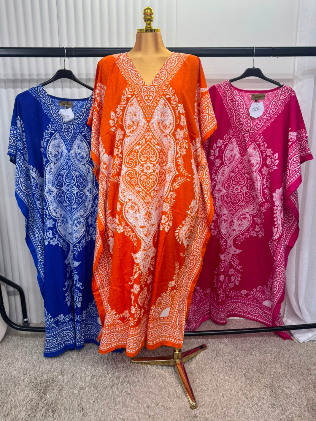 Boho Paisley Print Kaftan Dress – One Size (UK 10–24)