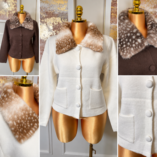 Faux Fur Collar Button-Up Jacket - One Size UK10-20 THICC FASHIONS PLUS SIZE CURVE