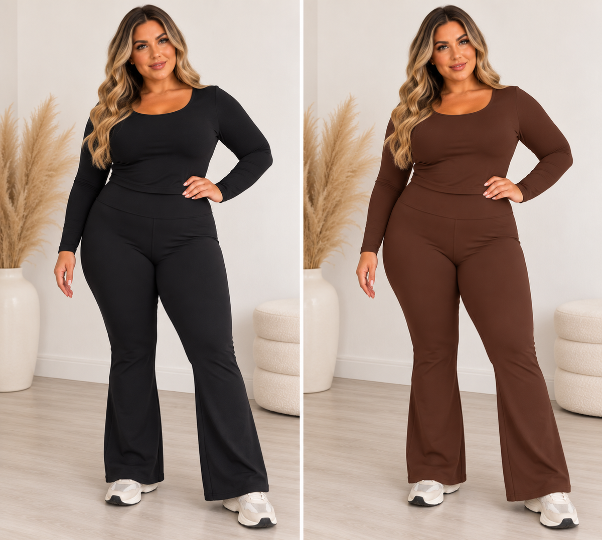 Fleece Lined Flared Leggings - UK10-24 - THICC FASHIONS CURVE PLUS SIZE