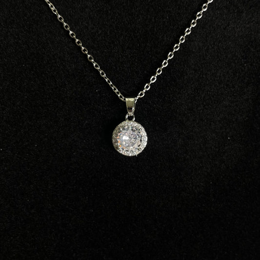 Radiant Halo Crystal Pendant Necklace