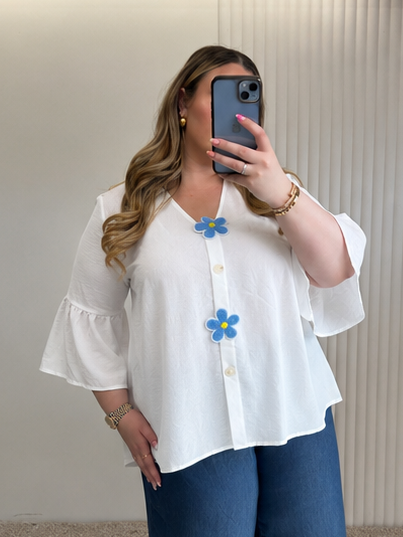 Daisy Detail Peplum Blouse
