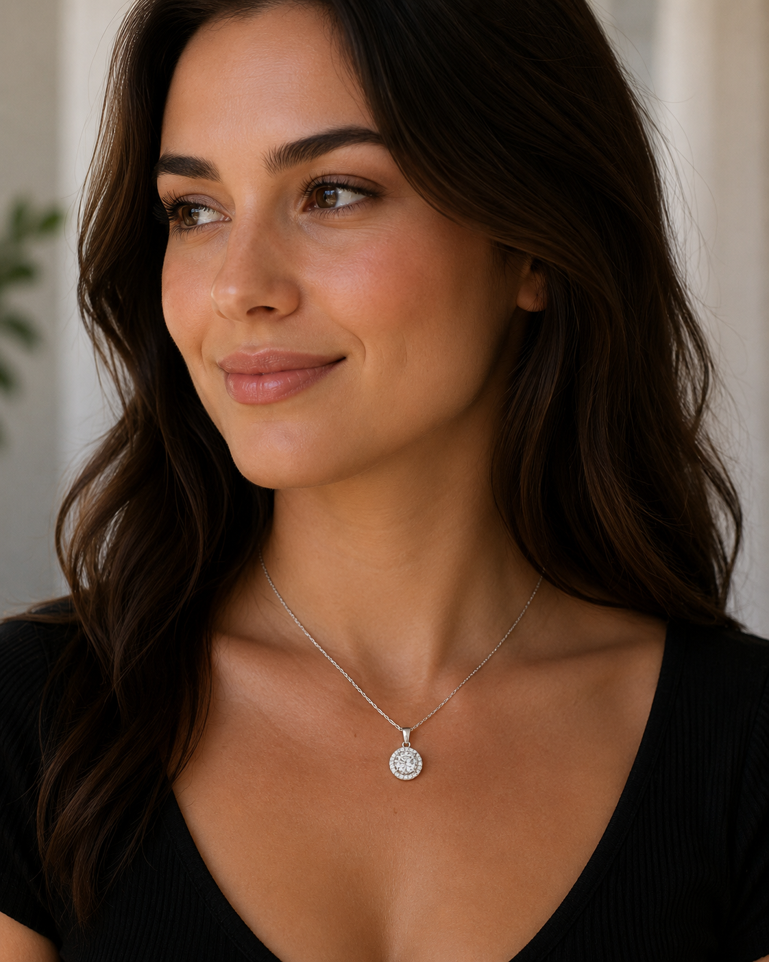 Radiant Halo Crystal Pendant Necklace