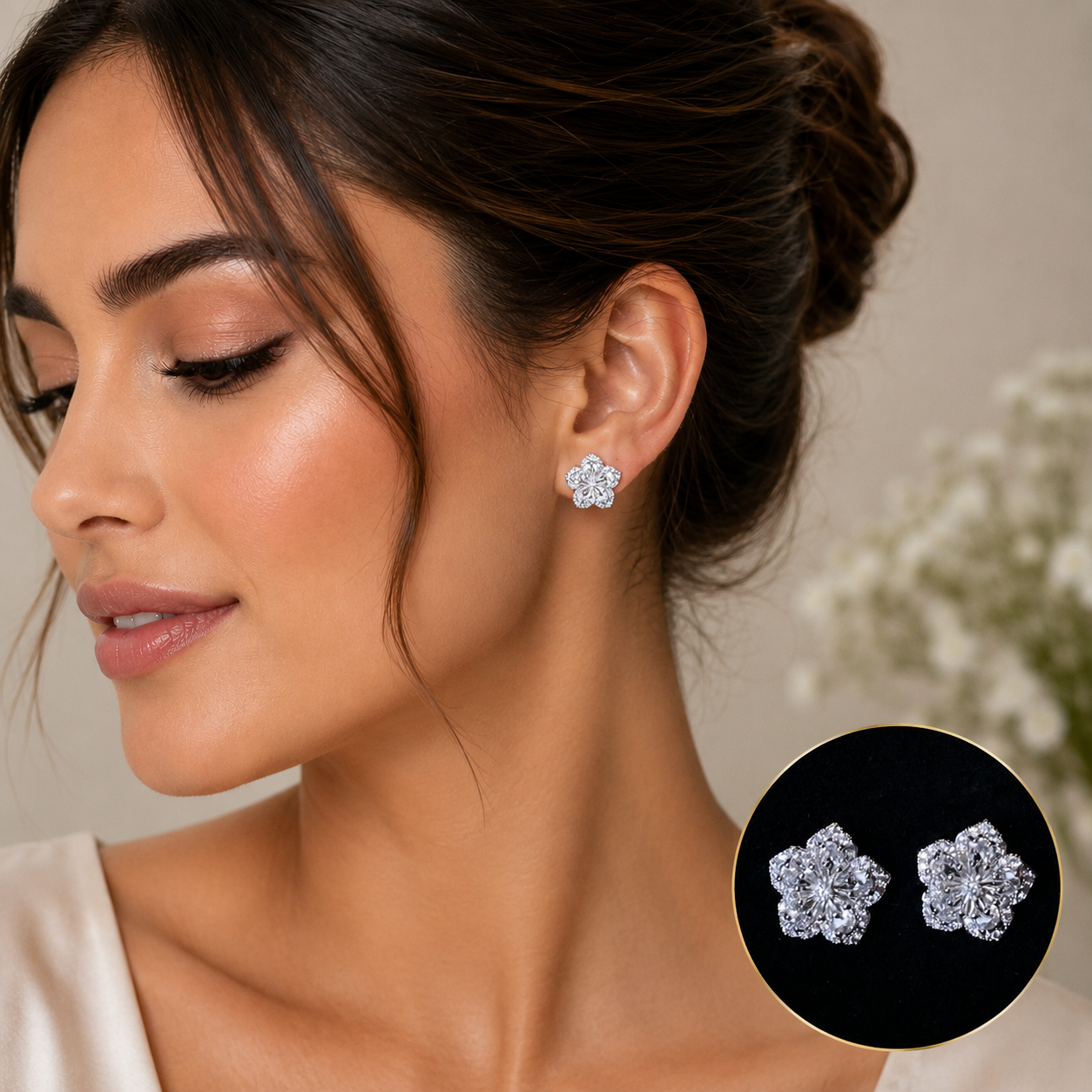 Luxury Floral Cluster Stud Earrings