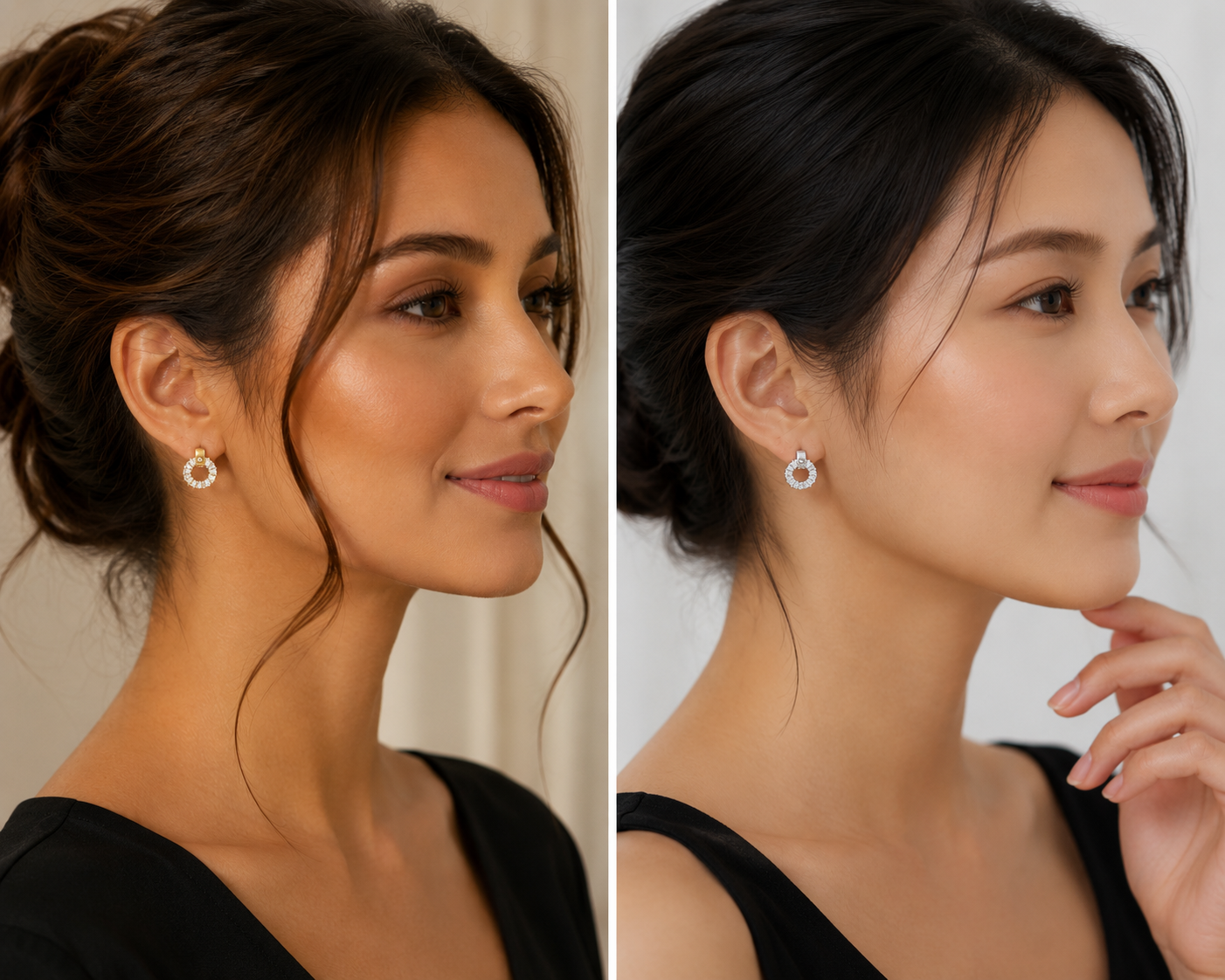 Elegant Baguette-Cut Halo Circle Earrings