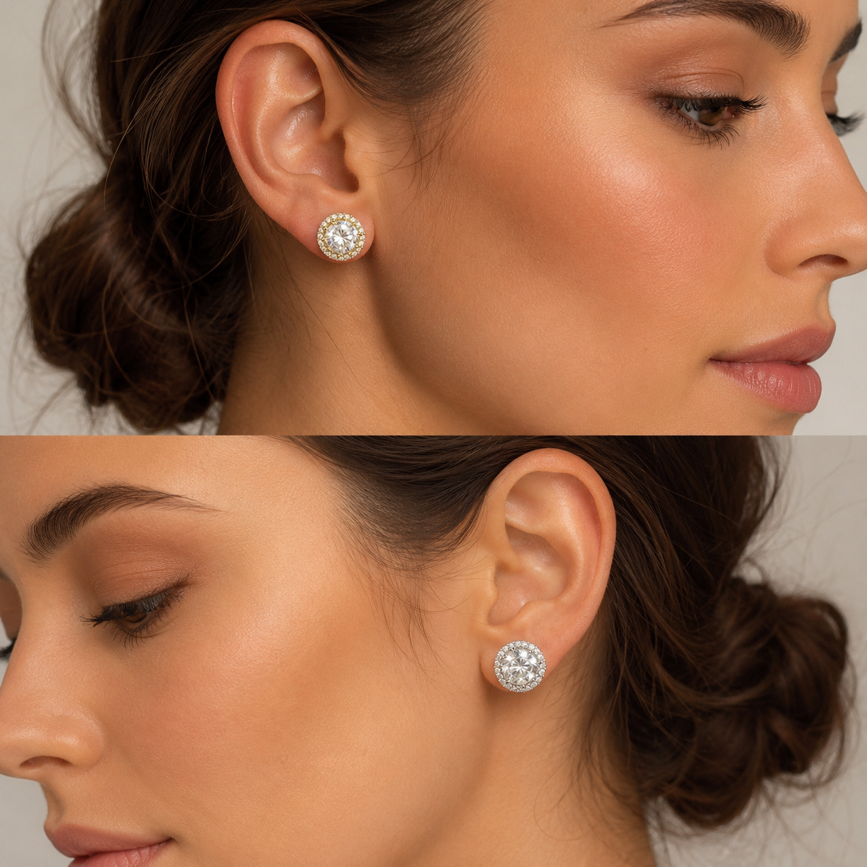 Halo Cubic Zirconia Stud Earrings