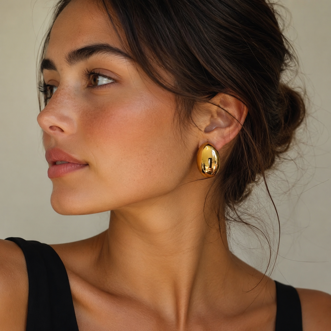 Vintage Gold-Tone Oval Earrings
