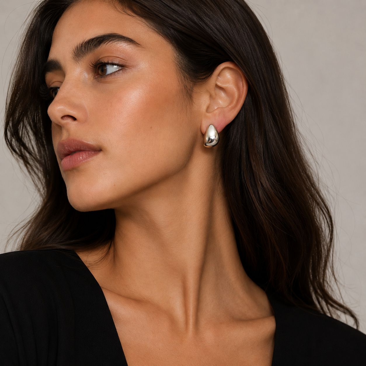 Mirror Polish Organic Teardrop Statement Earrings