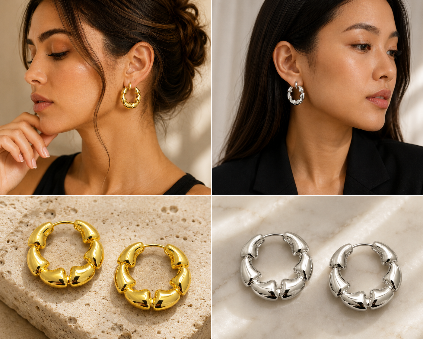 Chunky Sculptural Hoop Earrings