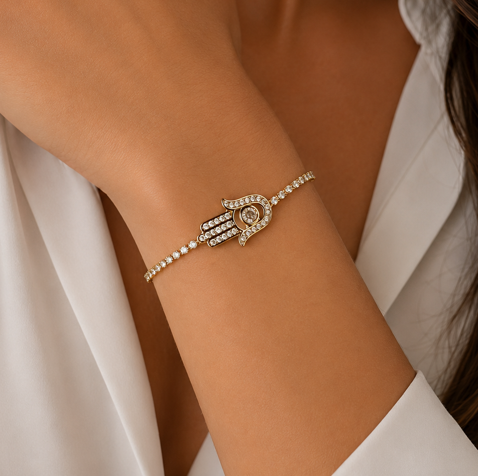 Hamsa Hand Tennis Adjustable Bracelet