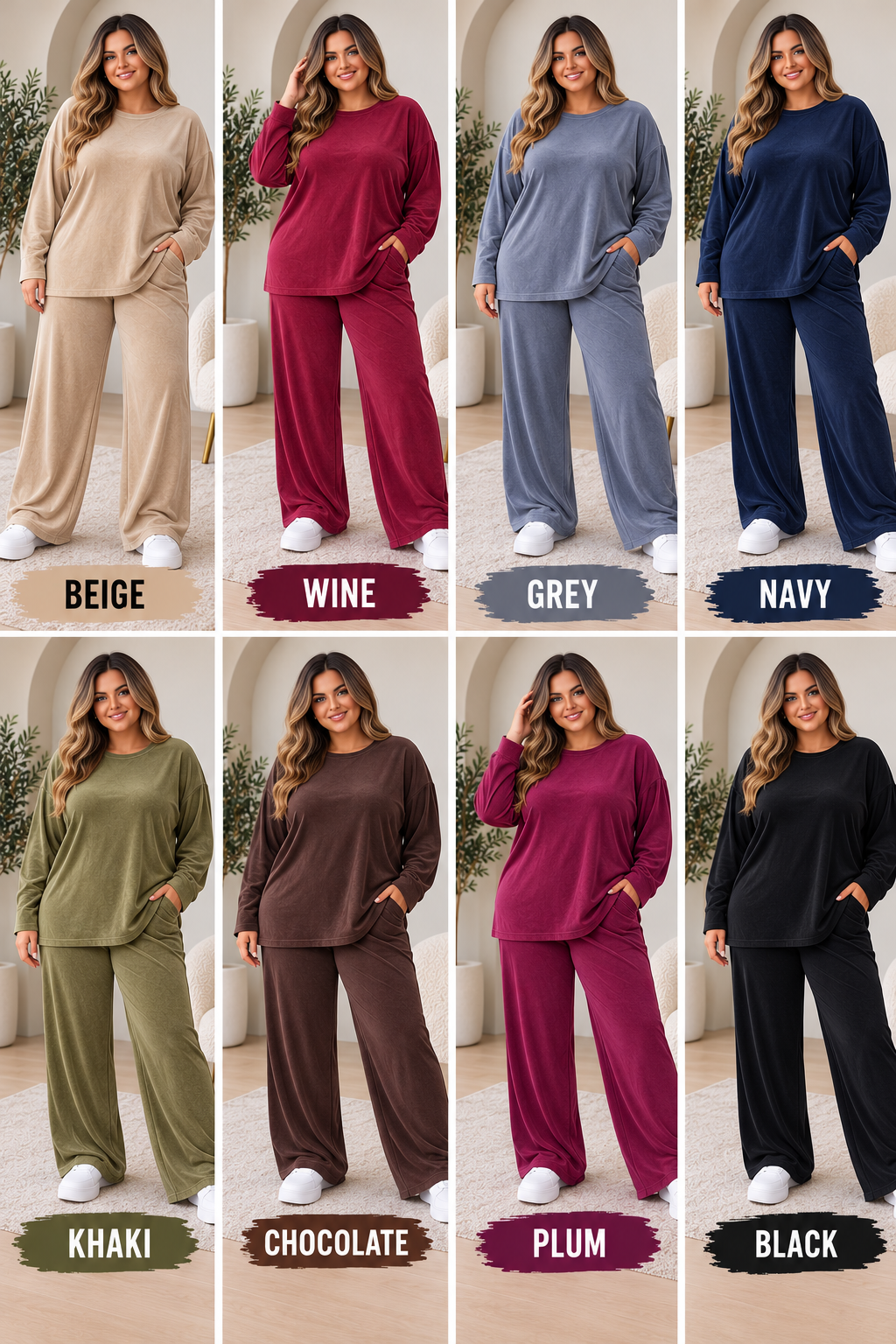 Velour Loungewear Set - One Size UK10-22 THICC FASHIONS - CURVE PLUS-SIZE- Women’s Co Ord set 2 piece casual
