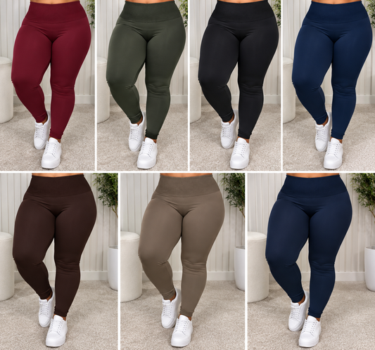 Fleece Lined Leggings - One Size UK8-24 THICC FASHIONS Plus Size Curve
